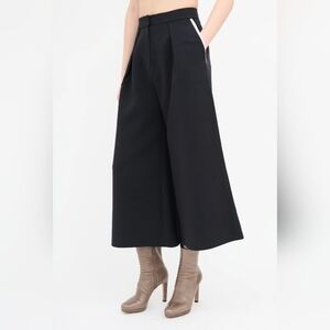 Roksanda Black Cropped Wide Leg Trousers Size 10/6 USA
